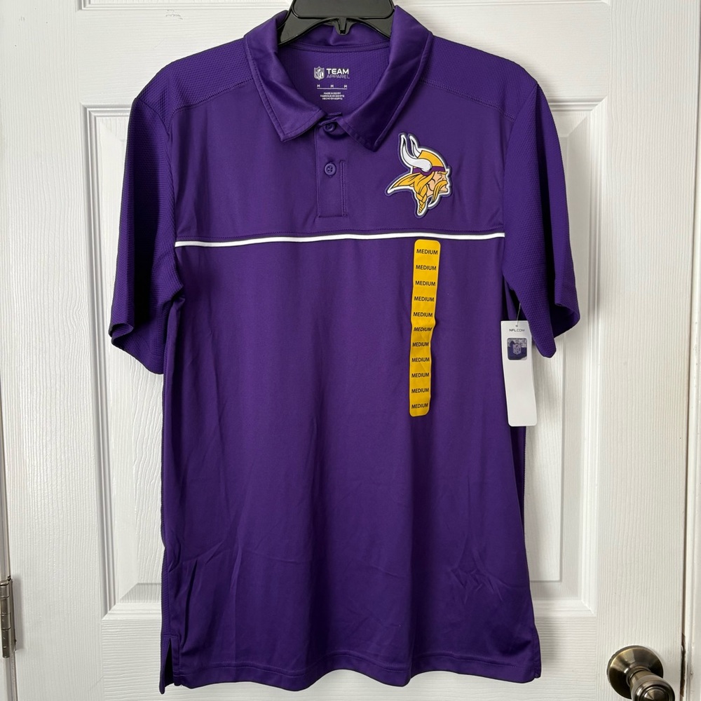 NFL Minnesota Vikings Men’s Medium Polo Shirt Purple NWT Football Fan Gear